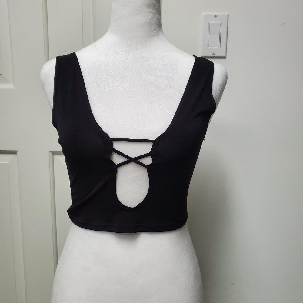 Black revealing crop top